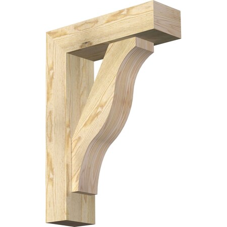 Ekena Millwork Funston Block Rough Sawn Bracket w/ Offset Brace, Douglas Fir, 6"W x 20"D x 28"H BKT0604X20X28FST05RDF